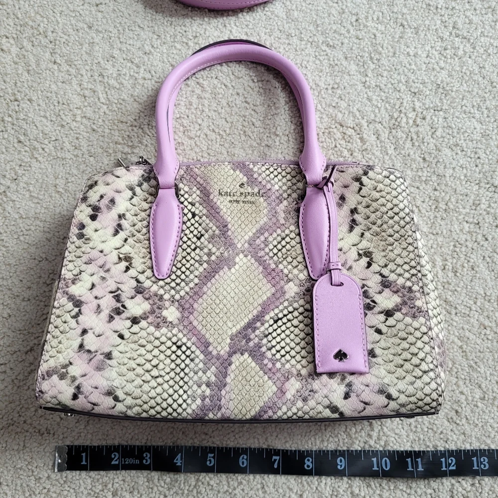 Kate Spade Medium Satchel Lavender Snake Embossed Leather Crossbody Like New